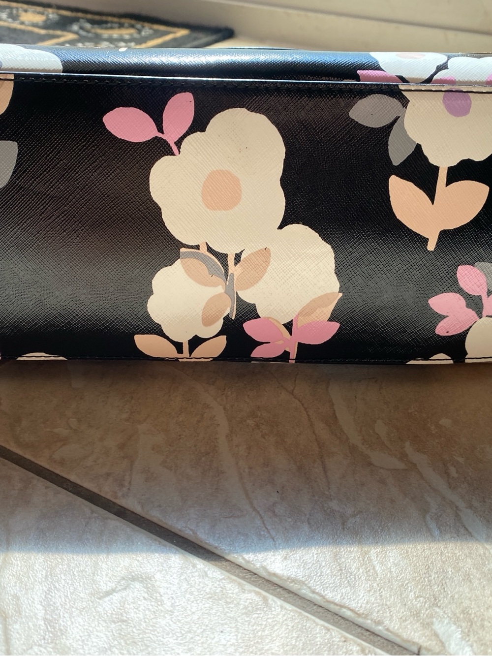 kate spade Black Floral Dome Satchel with Pink & Cream Blooms - Picture 2 of 9
